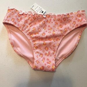Art Class XL-14 bikini swim bottoms. Ruffled waist with hygienic strip, pink.